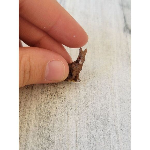 Mini brown rabbit bunny red eye village accessory Xmas - Picture 2 of 5